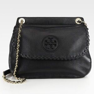 Tory burch Marion Chain Black Leather Shoulder Bag